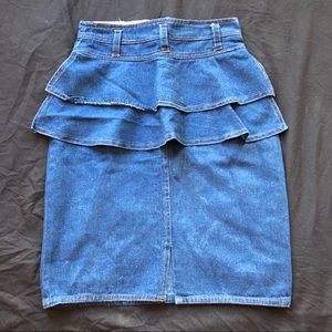 Women’s Ruffle Waist Denim Pencil Skirt